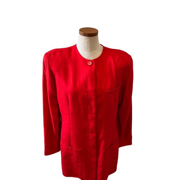 Vintage Colours by Alexander Julian silk blazer red 14 - Picture 2 of 5